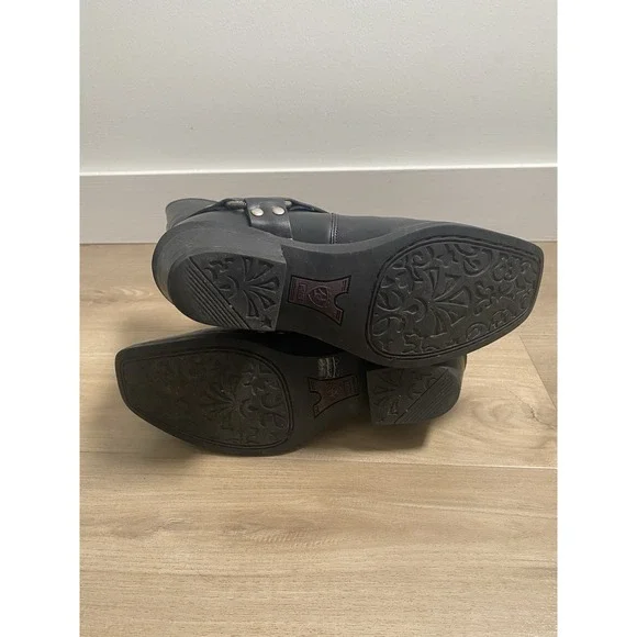 Ariat Women's Black Leather Harness Ankle Boots Western‎ Biker 97652 Size 8 - Picture 7 of 9